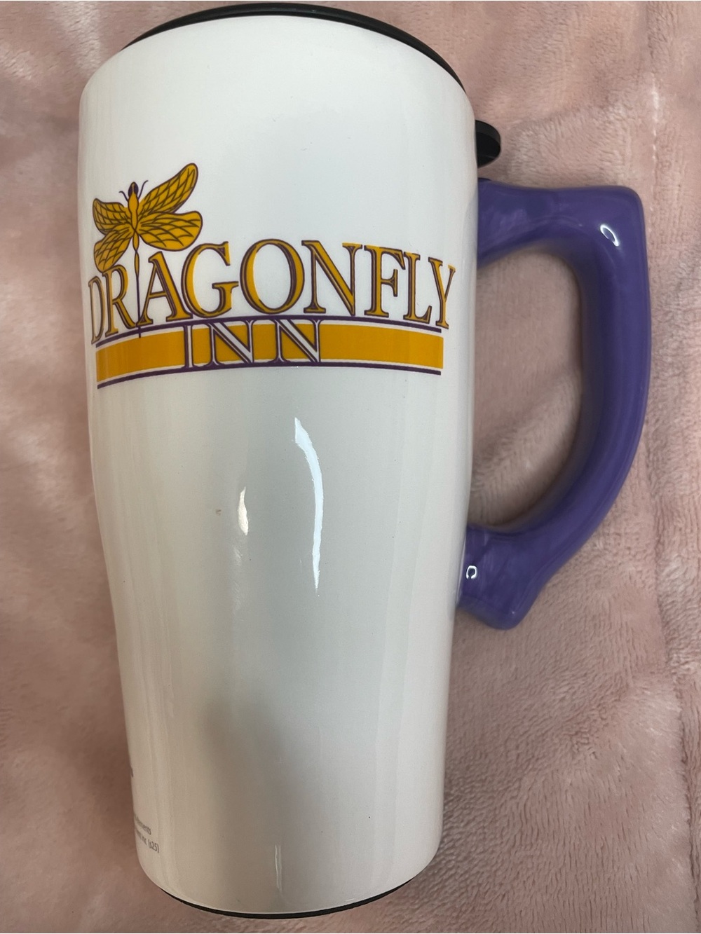 White and Purple Travel Mug by